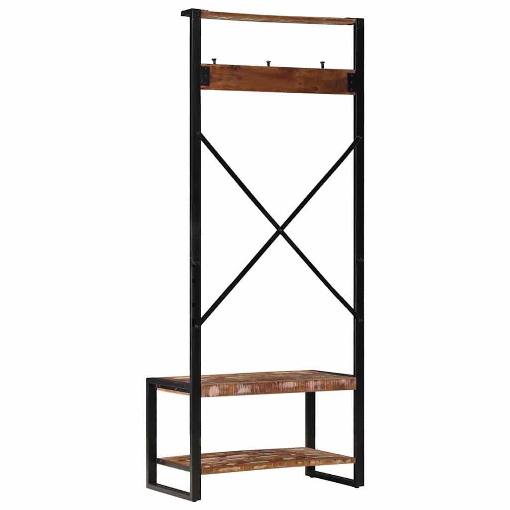 Suporte para roupas 80x40x190 cm madeira reciclada maciça