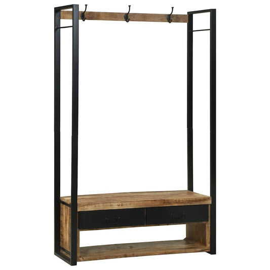 Rack de Roupas com gaveta Castanho Madeira de mangueira maciça