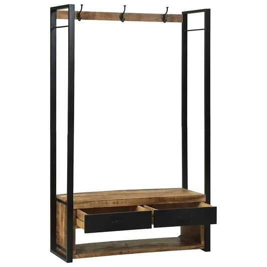 Rack de Roupas com gaveta Castanho Madeira de mangueira maciça