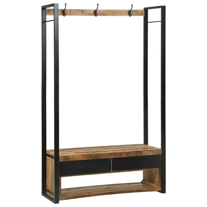 Rack de Roupas com gaveta Castanho Madeira de mangueira maciça