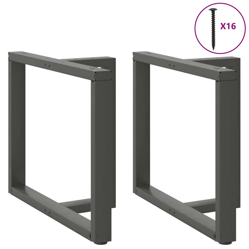 Pés para mesa de jantar em forma de T, 2 peças, antracite, 100x35x(72-73) cm, aço