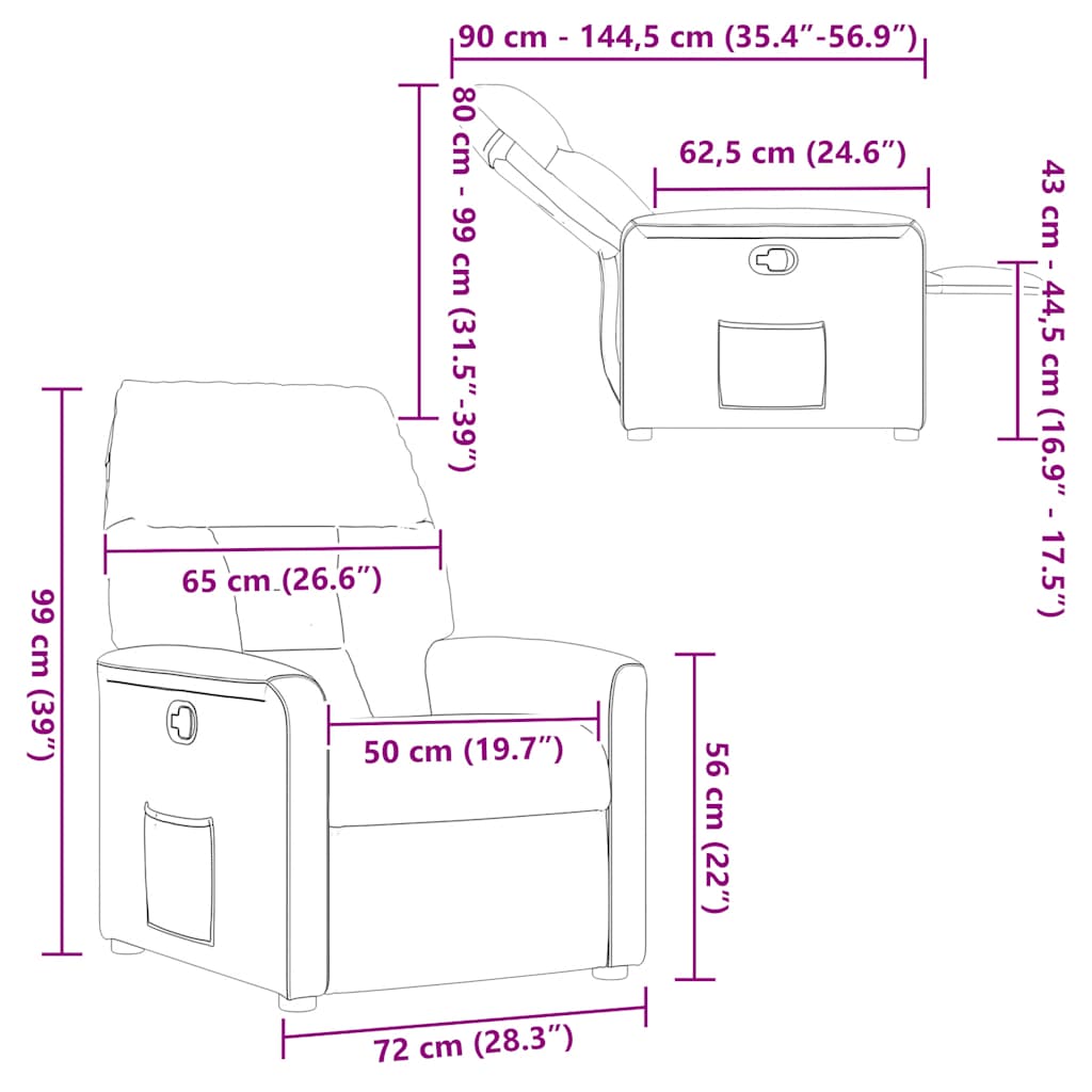 Cadeira reclinável tecido cinzento nuvem