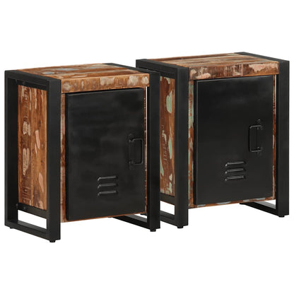 Mesas de cabeceira 2 pcs madeira maciça áspera multicor manga