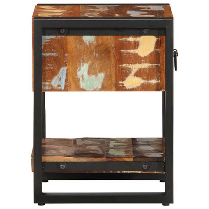 Mesa de cabeceira multicor 35x34x45cm madeira maciça recuperada