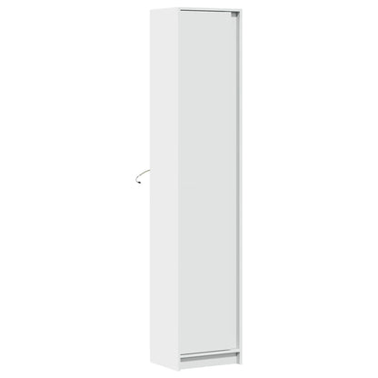 Armário alto com luzes LED derivados de madeira branco