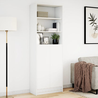 Armário alto com luzes LED derivados de madeira branco