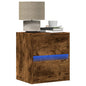 Mesa de cabeceira de parede com luzes LED carvalho fumado