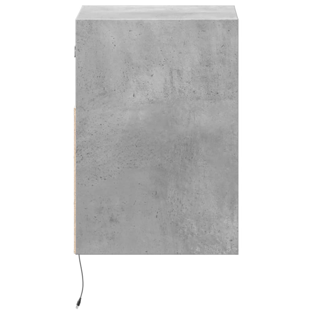 Mesa de cabeceira de parede com luzes LED cinzento cimento