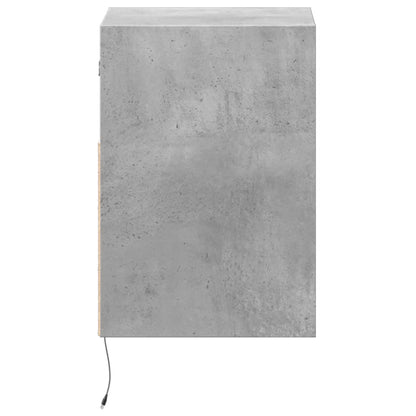 Mesa de cabeceira de parede com luzes LED cinzento cimento