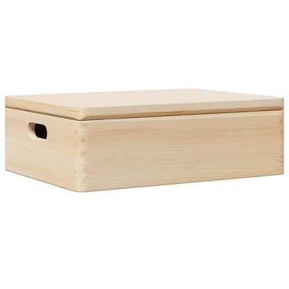 Caixa de madeira tampa pegas 40x30x13 cm pinho madeira maciça