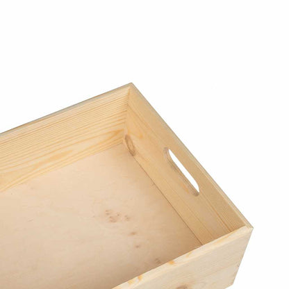 Caixa de madeira com pegas 40x30x13 cm pinho de madeira maciça