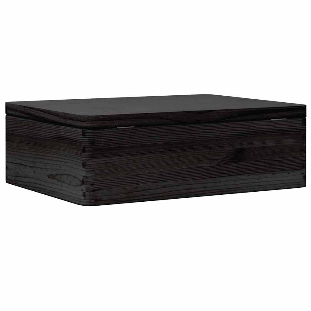 Caixa de madeira tampa preta 40x30x13 cm pinho madeira maciça