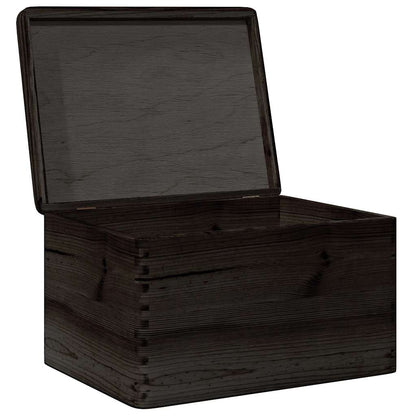 Caixa de madeira tampa preta 40x30x23cm pinho madeira maciça