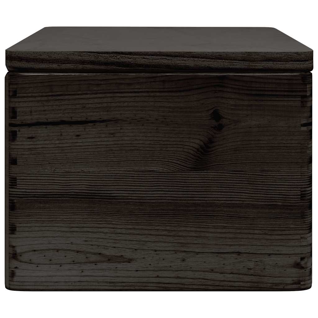 Caixa de madeira tampa preta 40x30x23cm pinho madeira maciça