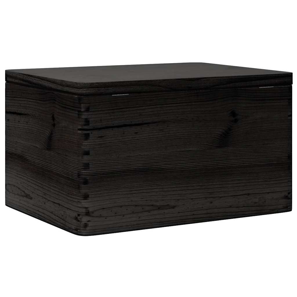 Caixa de madeira tampa preta 40x30x23cm pinho madeira maciça