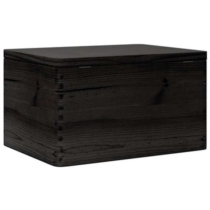 Caixa de madeira tampa preta 40x30x23cm pinho madeira maciça