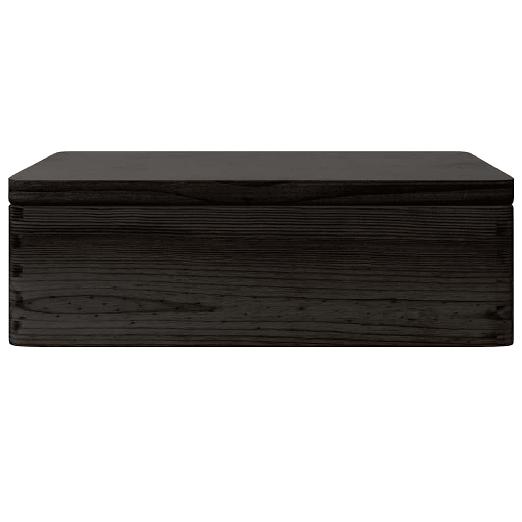 Caixa madeira tampa pegas preta 40x30x13cm pinho madeira maciça