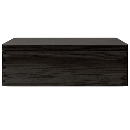 Caixa madeira tampa pegas preta 40x30x13cm pinho madeira maciça