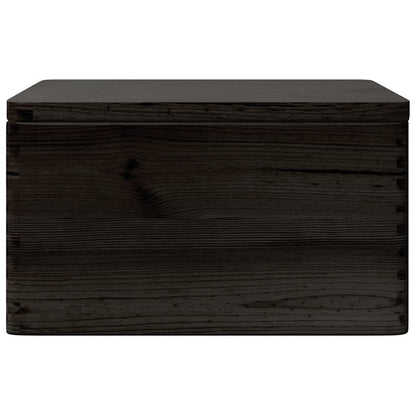 Caixa madeira tampa pegas preta 40x30x23cm pinho madeira maciça