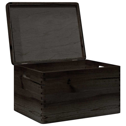 Caixa madeira tampa pegas preta 40x30x23cm pinho madeira maciça