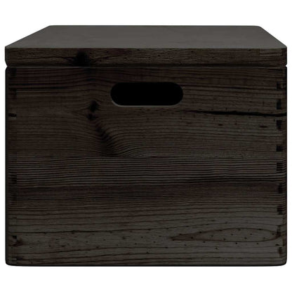Caixa madeira tampa pegas preta 40x30x23cm pinho madeira maciça