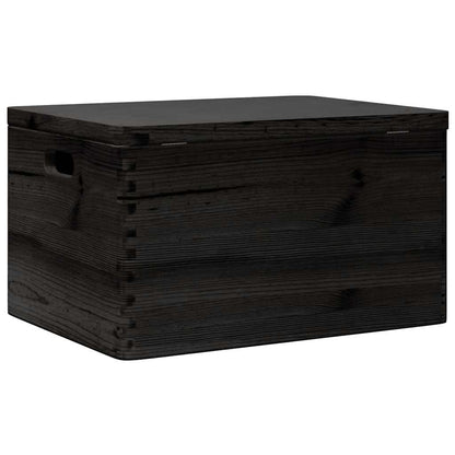 Caixa madeira tampa pegas preta 40x30x23cm pinho madeira maciça