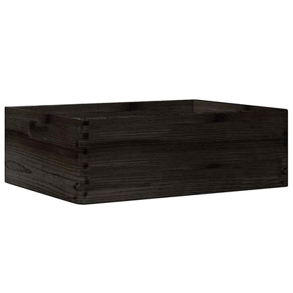 Caixa madeira com pegas preta 40x30x13 cm pinho madeira maciça