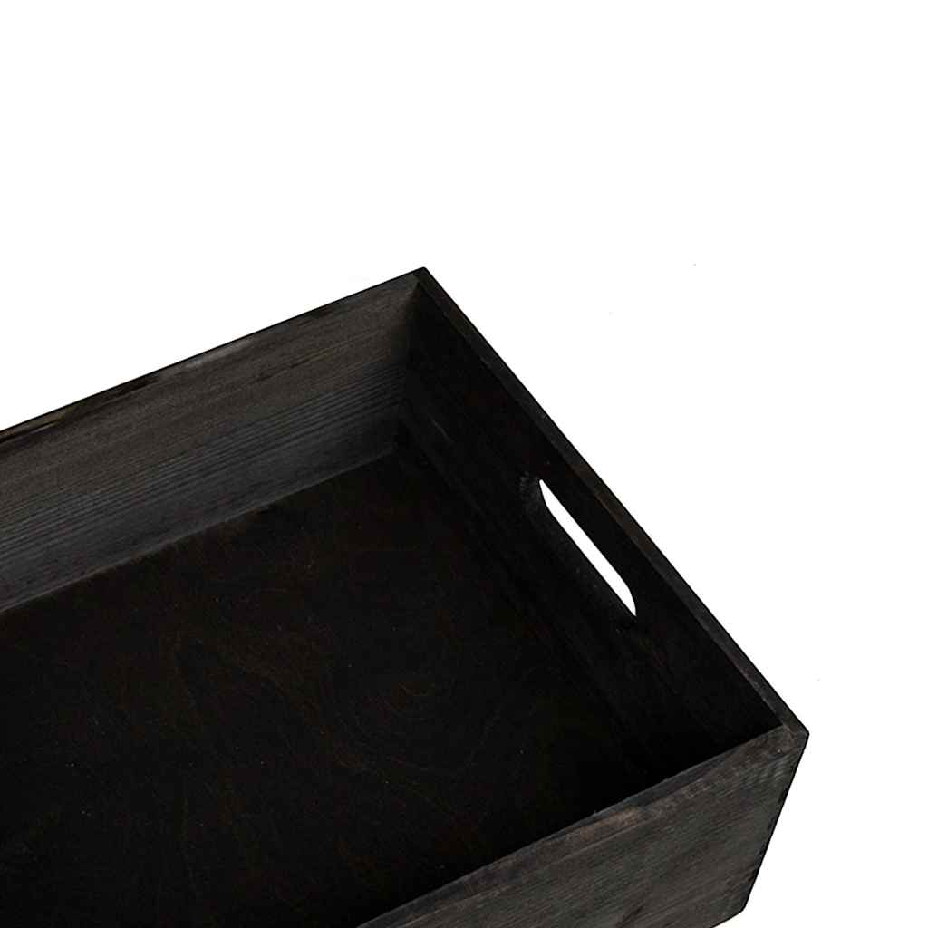 Caixa madeira com pegas preta 40x30x13 cm pinho madeira maciça