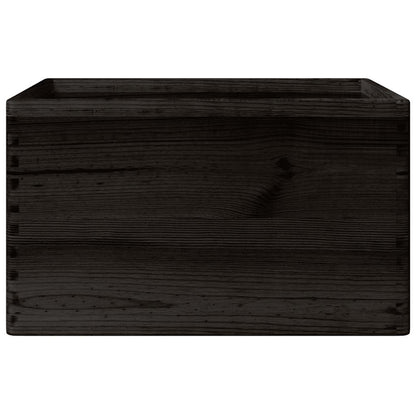 Caixa madeira com pegas preta 40x30x23 cm pinho madeira maciça