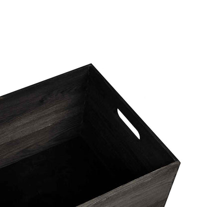 Caixa madeira com pegas preta 40x30x23 cm pinho madeira maciça