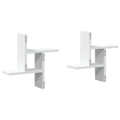Prateleiras de parede 2 pcs 38x12x38cm derivados madeira branco