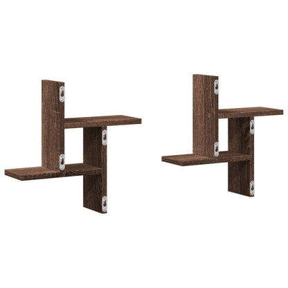 Prateleiras de parede 2 pcs derivados madeira carvalho castanho