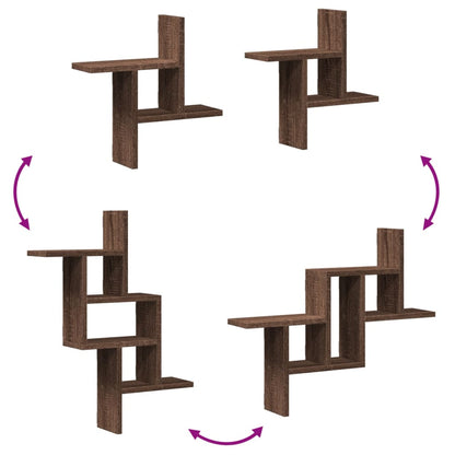 Prateleiras de parede 2 pcs derivados madeira carvalho castanho