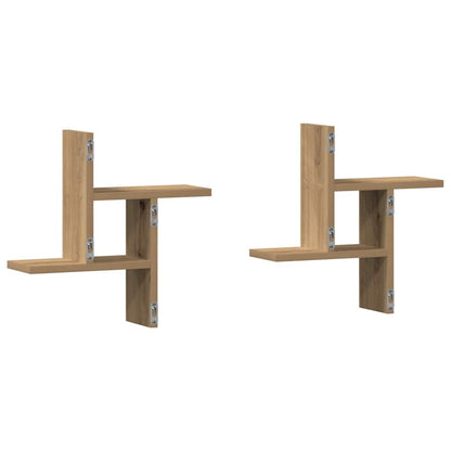 Prateleiras de parede 2pcs derivados madeira carvalho artisiano