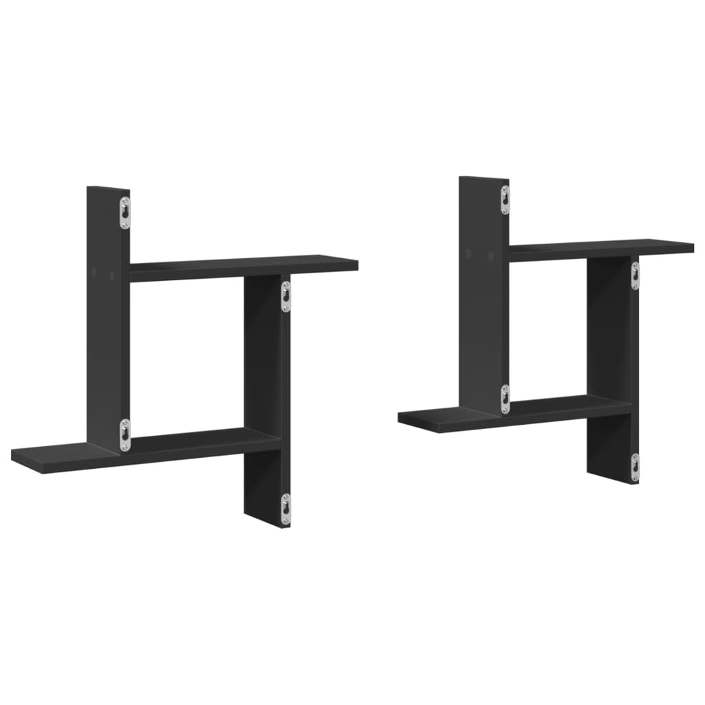 Prateleiras de parede 2 pcs 50x12x50 cm derivados madeira preto