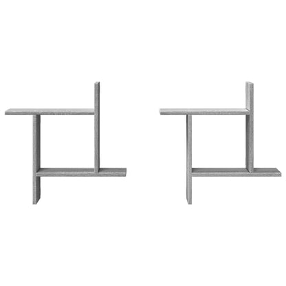 Prateleiras parede 2 pcs derivados de madeira cinzento sonoma