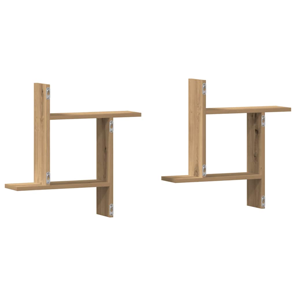 Prateleiras de parede 2pcs derivados madeira carvalho artisiano