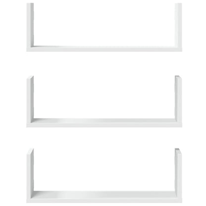 Prateleiras de parede 3 pcs 58x18x18cm derivados madeira branco