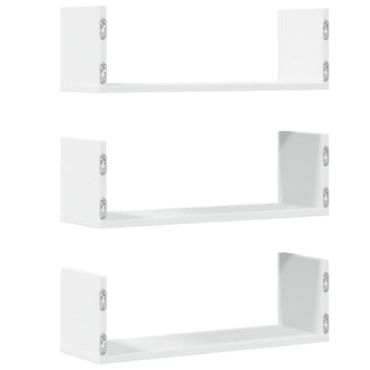 Prateleiras de parede 3 pcs 58x18x18cm derivados madeira branco
