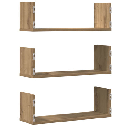 Prateleiras de parede 3pcs derivados madeira carvalho artisiano