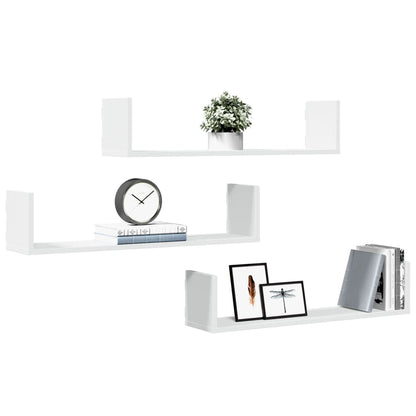 Prateleiras de parede 3 pcs 80x18x18cm derivados madeira branco