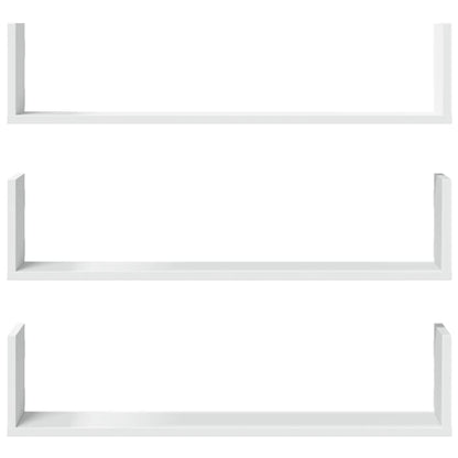 Prateleiras de parede 3 pcs 80x18x18cm derivados madeira branco