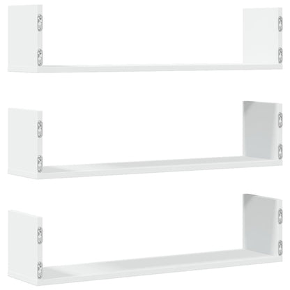 Prateleiras de parede 3 pcs 80x18x18cm derivados madeira branco