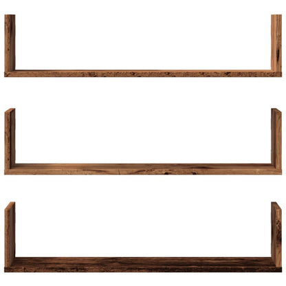 Prateleiras de parede 3 pcs derivados de madeira madeira velha