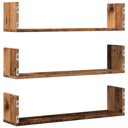 Prateleiras de parede 3 pcs derivados de madeira madeira velha