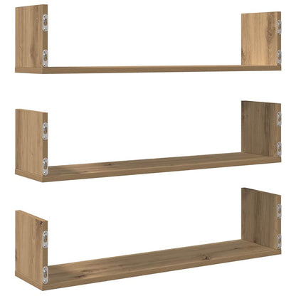 Prateleiras de parede 3pcs derivados madeira carvalho artisiano