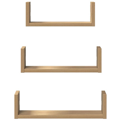 Prateleiras de parede 3pcs derivados madeira carvalho artisiano