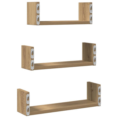 Prateleiras de parede 3pcs derivados madeira carvalho artisiano