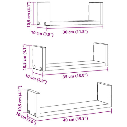 Prateleiras de parede 3pcs derivados madeira carvalho artisiano