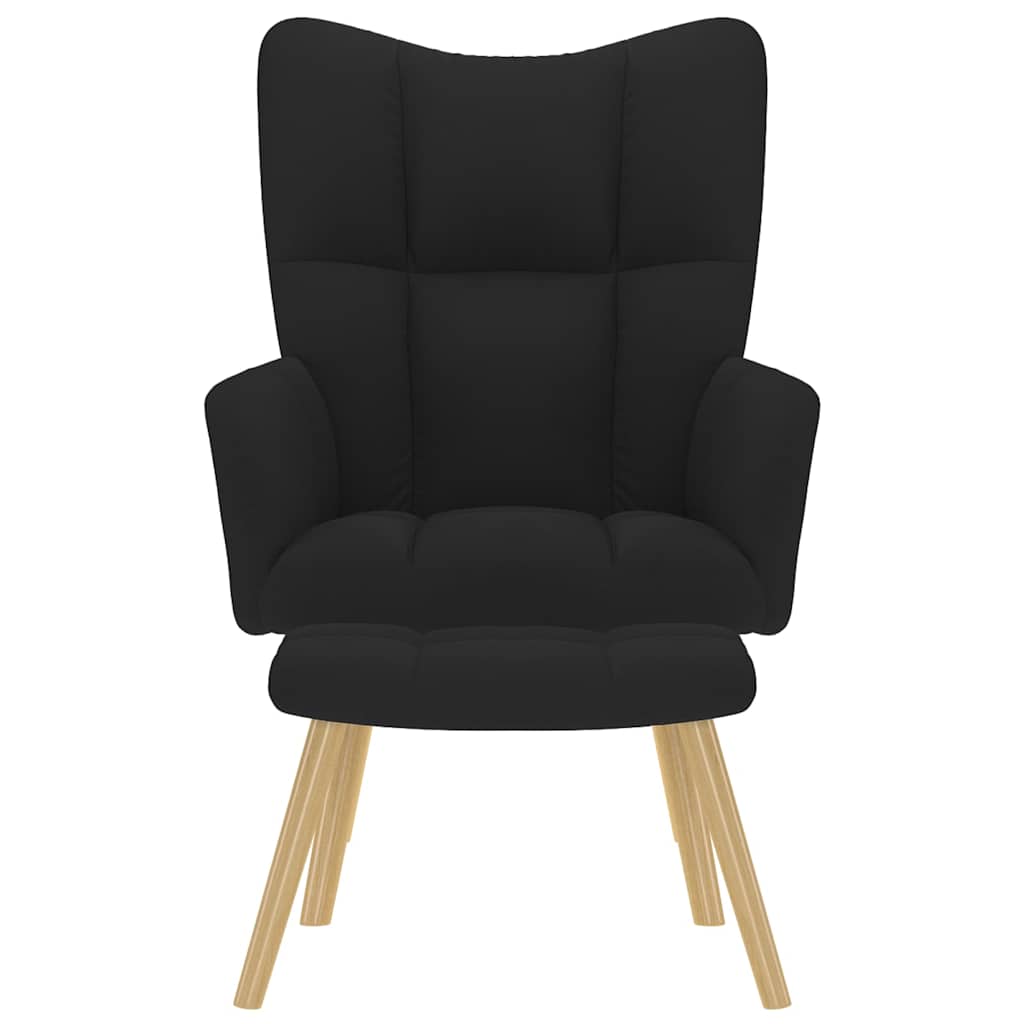 Cadeira de descanso com banco p/ pés tecido preto